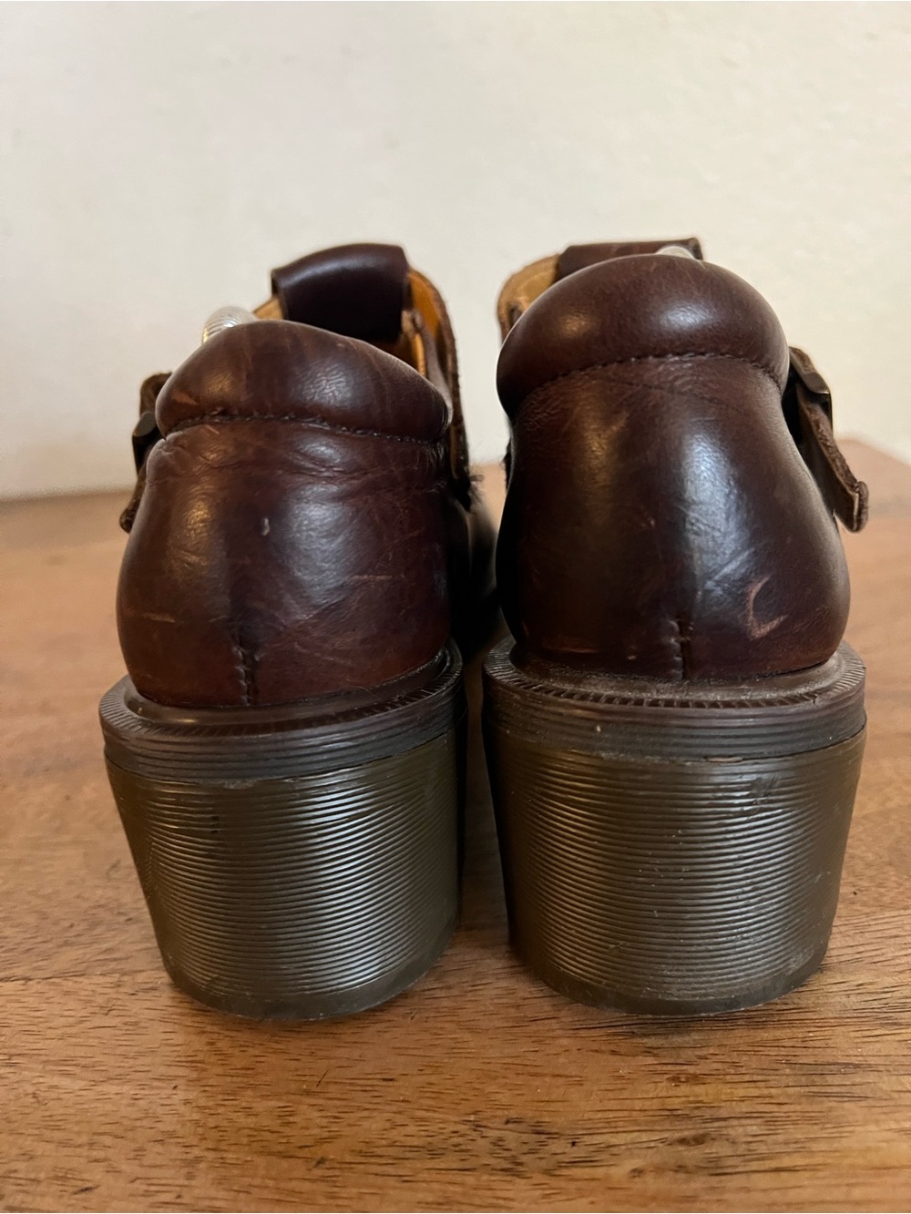 Dr. Marten T-Strap Brown Leather Platform Loafers Shoes Size EUR 8 US Women's 10 - Picture 6 of 13